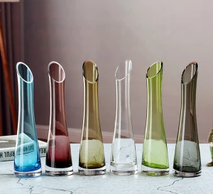 colored glass vase slim design