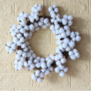 Cotton Wreath Farmhouse for Indoors Wedding Decorations Cotton Wreaths Home Decors Rustic Flowers Wreaths Rattan All Seasons