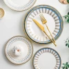 Creative design ceramic dinner set With golden pattern