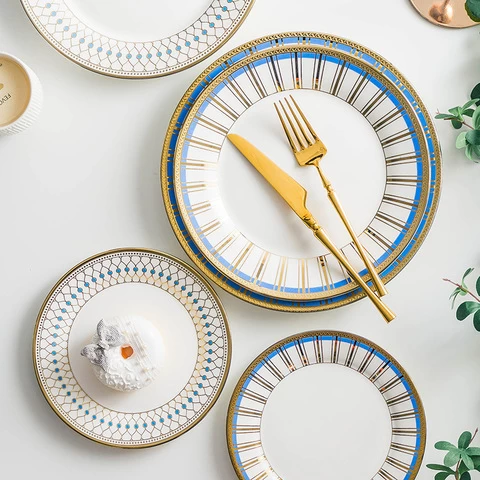Creative design ceramic dinner set With golden pattern