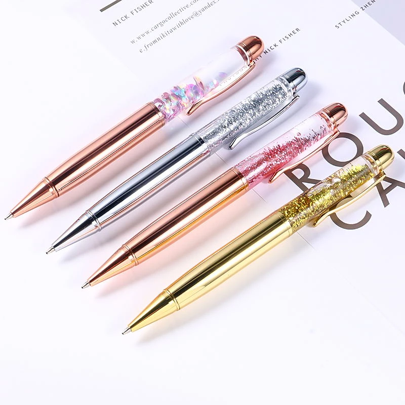 Creative Design Promotional Liquid Ballpoint Pen Custom Logo Crystal Oil Pen