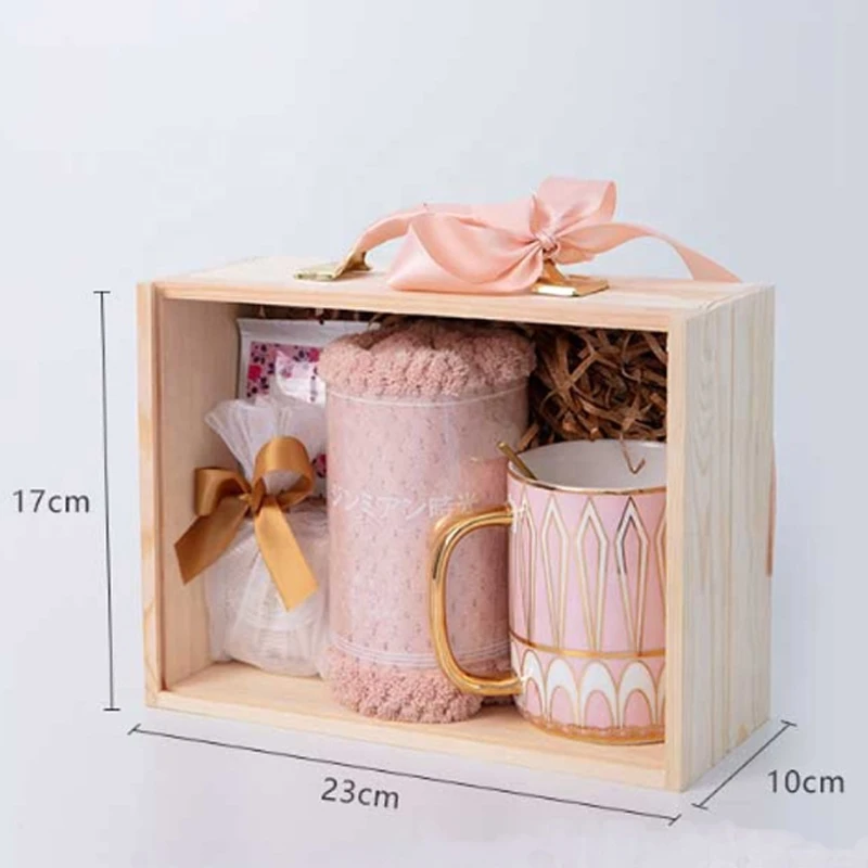 Custom  Europe Style Wedding  Wooden Gift  Box  Creative   Acrylic Sliding  Lid Wooden Cup Box