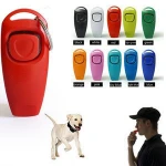 Custom Logo 2 in 1 Pet Dog Training Whistle Clicker with Wrist Strap Key Ring