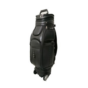 Custom Logo High Quality PU Leather Trolley Stand Golf Bag with Wheels