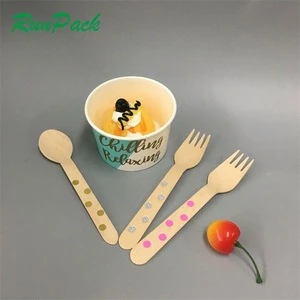 custom logo ice cream disposable wooden spoons