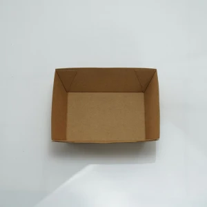 Custom printed disposable take away packaging box brown kraft paper food boat tray