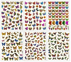 Custom Printing Advertising Colorful Kids Butterfly Diy Vinyl Glitter Sticker
