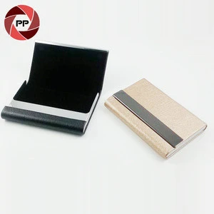 Custom PU leather business card case, metal business card holder