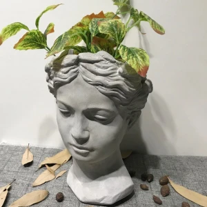 Custom Resin Lady Head Flower Pot Polystone Figures Plant Pot For Home Or Garden Flower Pot