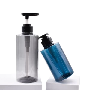 custom shampoo bottle luxury lotion bottle 300ml 500ml amber blue grey plastic shampoo with pump