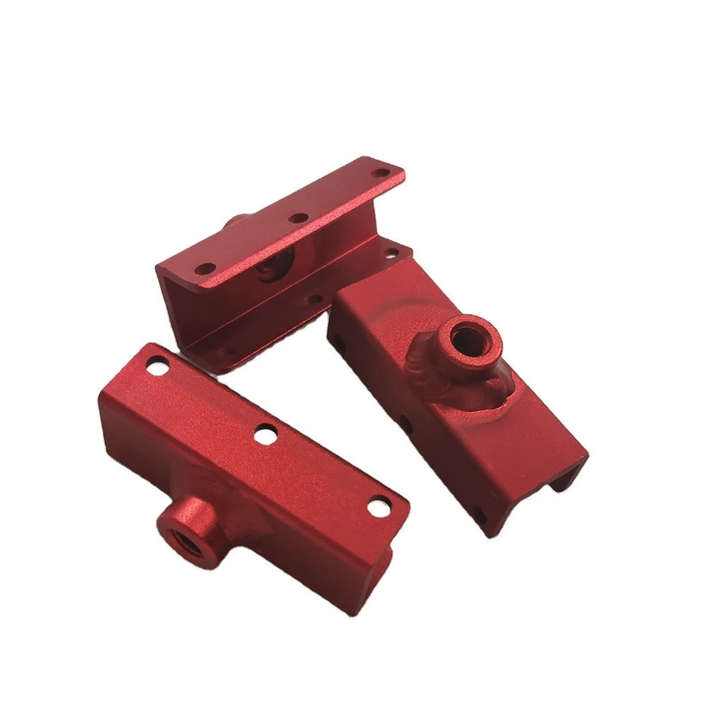 Customized 5 axis Red Anodized CNC Machining Aluminum Parts With Sand Blasting Full Welding Milling Turning Service