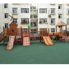 Customized garden children outdoor kids wooden playhouse with plastic slide