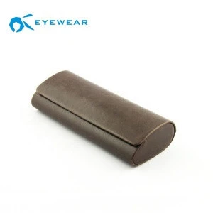customized logo leather eyewear black brown case in stock