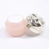 Customized luxury skin care cosmetic packaging skin care container set frosted cream jar pink glass essential oil essence bottle