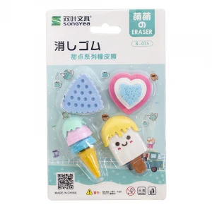 Cute kawaii creative Biscuit cone shape student eraser shape school eraser set stationery supplies Simple