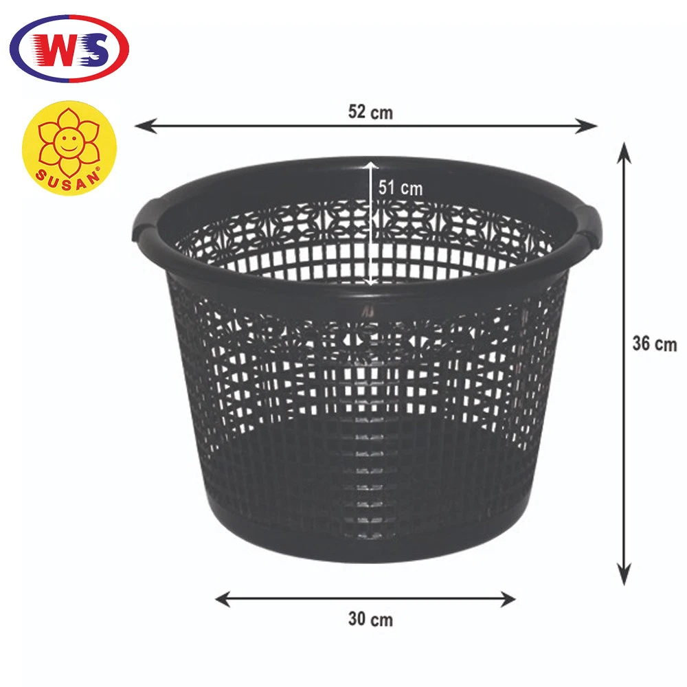 Deluxe Black Large Plastic Laundry Basket #450