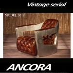 DELUXE FURNITURE, TOMCAT LEATHER & ALUMINIUM ARM CHAIR #AN-3019