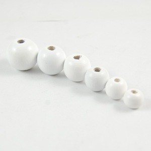 DIY Decoration Eco-friendly Handmade Puzzle Charm Beads White Painted Natural Wood Ball Bead