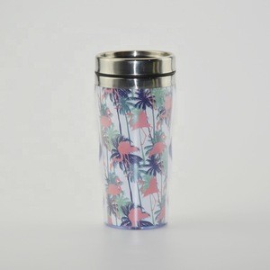 Double wall stainless steel paper insert travel coffee tumbler mug