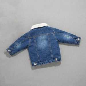 D&S factory dropshipping vintage blue sherpa fleece baby jacket winter children denim jacket