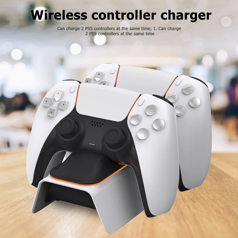 Dual Charger Station Game Controller Charging Dock for Sony Playstation 5 PS5 Wireless Gamepad Adapter for Dualsense(no plug)