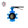 Ductile iron cast iron stainless steel carbon steel handle manual operated lug type butterfly valve