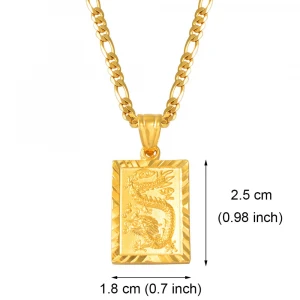 Eico Gold Plated Chinese Dragon Necklace Pendant Golden Dragon Necklace