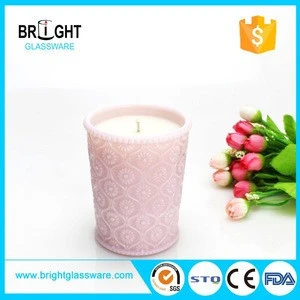 Enamel pink decorating engraved candle holders ceramic sweet candle jars
