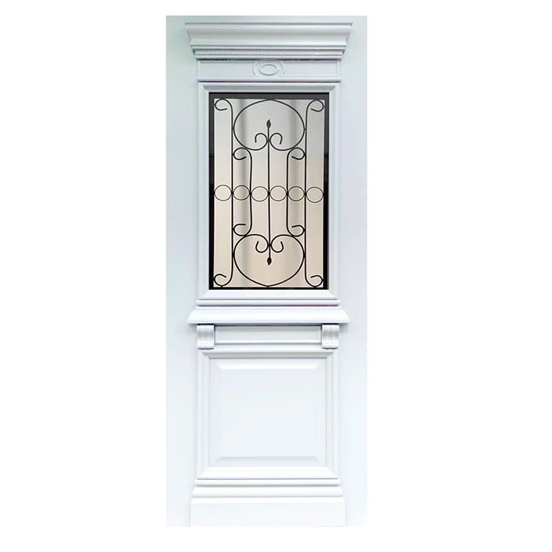 European high end classic apartment villa white paint wrought iron door with glass wooden iron doors entrance
