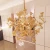 Import European Style Copper Light Flower Shape Glass 24K Golden Luxury LED chandelier Pendant Lighting from China