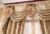 European style living room curtain, luxury embroidery curtains fabric with valance
