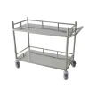 Factory Custom Design Hospital Stainless Steel Table Serving Trolley Restaurant Kitchen 2-Tiers Round Tube Serving Food Trolley