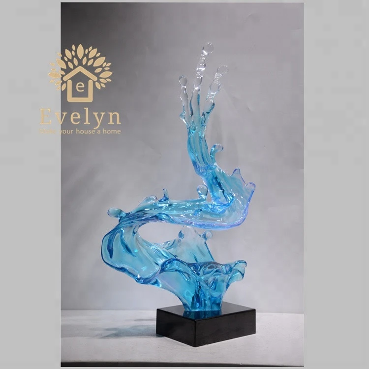 Factory customized abstract decorative clear resin craft sculpture for home decor pieces