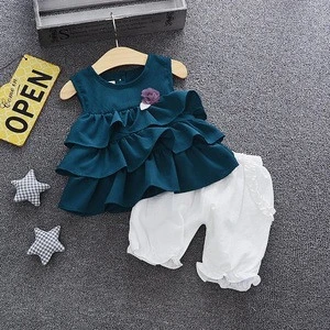 Factory high quality summer cheap newborn baby childrens clothing set with Chinese manufacturer