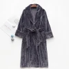 factory striped flannel fleece men bathrobe wholesale custom blank bath robe