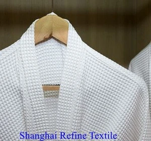 Factory Supply White Cotton Kimono Waffle Weave Bath Robe