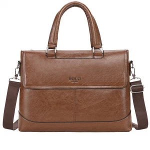 Factory wholesale men&#x27;s handbag business briefcase casual shoulder messenger men&#x27;s bag horizontal PU leather computer bag