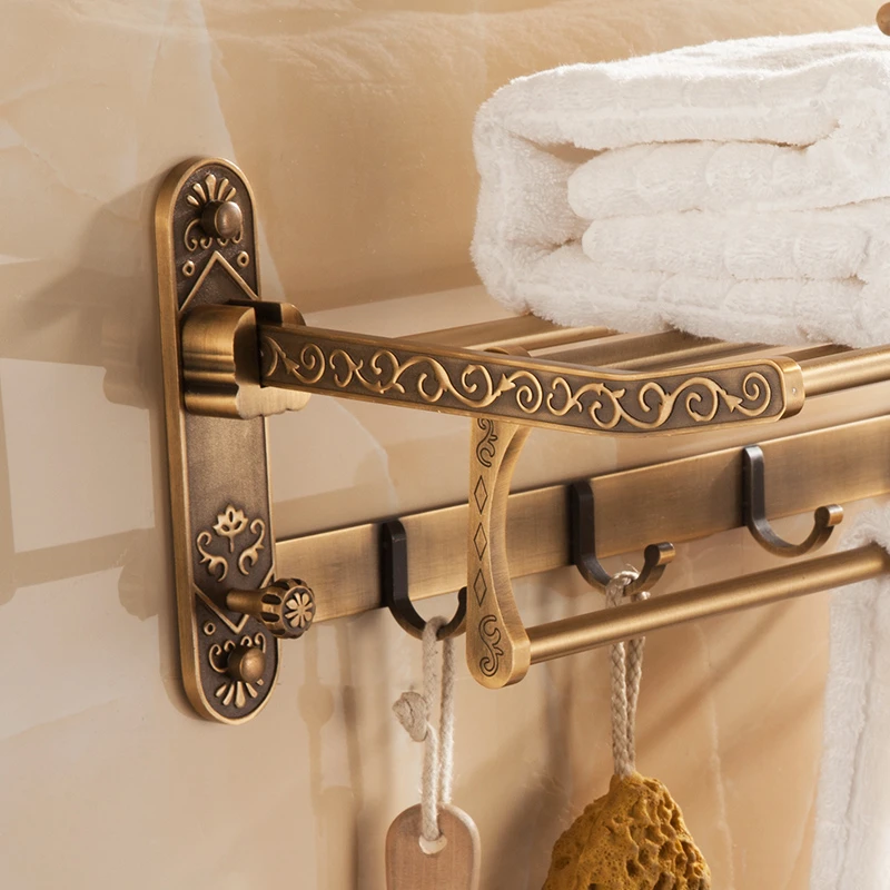Fapully Bathroom Accessories Antique Brass Hotel Bathroom Towel Bar Brackets