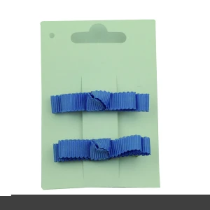 fashion fancy grosgrain ribbon custom bow DIY hair clip teenage girl private label blue ribbon covered hair clip 5644