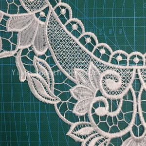 Fashion White Wedding Dress Fabric Textile Collar Flower Embroidery Lace