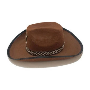 Fashion woolen western cowboy hat, metal badge knight hat