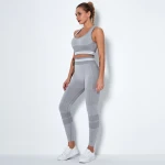 Fitness Sportswear Women Knitted nylon spandex seamless hollow hip-lifting gym legging yoga pants sports yoga bra fitness suit
