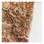 Floral women's embroidered handmade Plaid wedding dress beaded tube sequins mesh heavy embroidery fabric