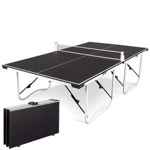 Folding table tennis table with pulley