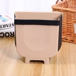 Folding Waste Bin Kitchen Cabinet Door Hanging Trash Bin Trash Can Wall Mounted Trashcan for Bathroom Toilet Waste Storage