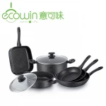 Forged aluminum non stick grill pans with induction bottom and bakelite handle fried beef steak good