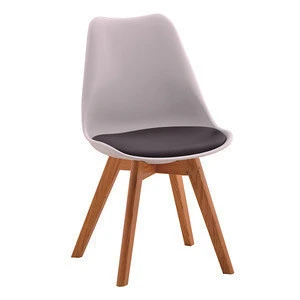 Free sample cheap Dining room furniture PU Leather soft Cushion Plastic chair Modern design wooden legs dining chair