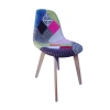 Free Sample Cheap Home Furniture Wholesale Luxury European Design Nordic Patchwork Fabric Dining Chair With Wood Legs