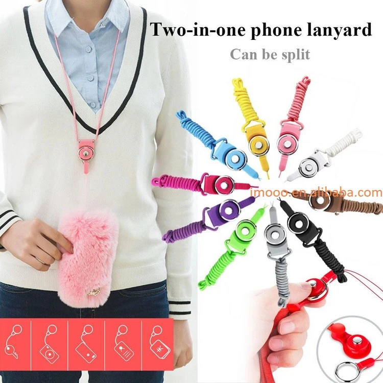 Free Shipping 2 in 1 Phone Strap 40cm Detachable Nylon Rope for MP3 ID Card U Disk Neck Lanyard Finger Mobile Phone Chest Strap