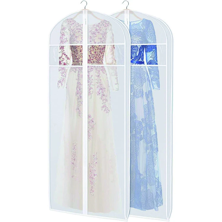 Garment Bags Lightweight Translucent Full Zipper Suit Bags Hanging Dress Bag Washable Moth-Proof Dust Cover for Clothes Storage
